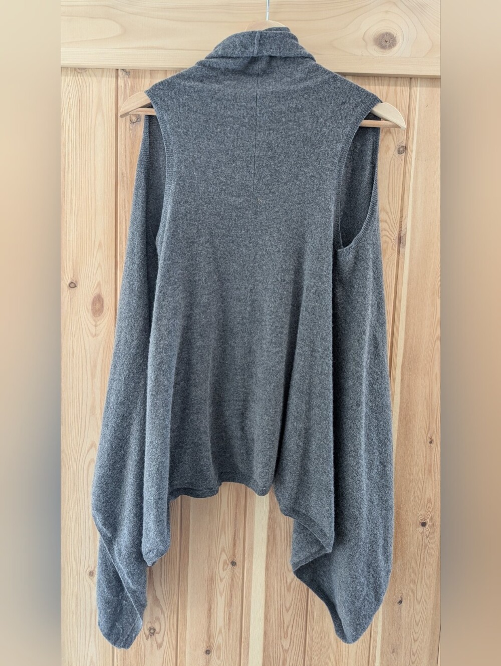 Gray Wool Cashmere Waterfall Vest - Picture 5 of 7